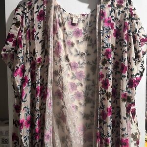 Japna Sheer Floral Top with Pink and Brown Accents